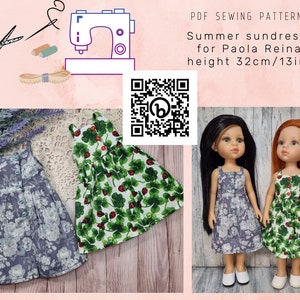 Easy cute summer sundress for Paola Reina 32cm/13in, PDF sewing pattern Simple dress, Instant Download doll clothes pattern for beginners