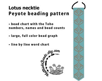 Lotus necktie Peyote beading pattern large pattern PDF Peyote seed beads pattern download peyote stitch odd peyote Toho pattern