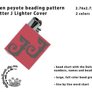 Patrón PDF personalizado para encendedor con cuentas de peyote, envoltura para encendedor hecha a mano, descarga instantánea, patrón grande de Delica, gráfico de palabras