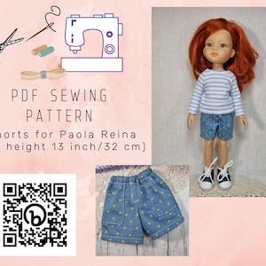 Shorts  for Paola Reina PDF sewing pattern short pants pockets for doll height 32cm/13in Instant Download pattern clothes Easy for beginners