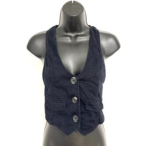 Vintage Halter Vest Cropped Waistcoat Black XS S
