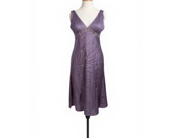 Vintage Papell Fairy Midi Y2K Mermaid Silk Asymmetrical Beaded Dress Purple 4