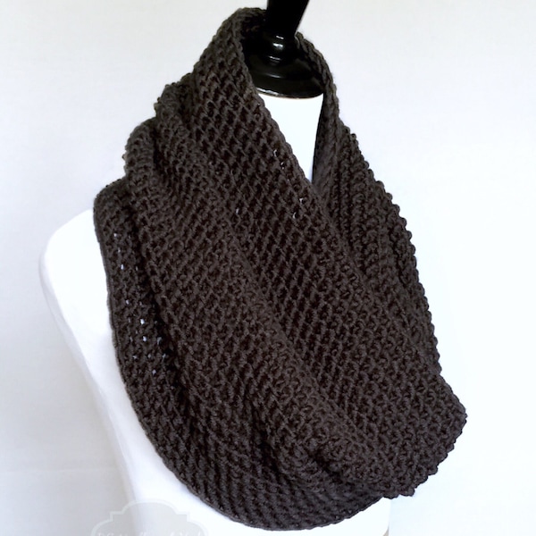 Grey Crochet Scarf, Chunky Gray Cowl, Shoulder Wrap, Gray Neck Warmer, Charcoal Infinity Scarf, Dark Gray Draped Cowl, Grey Snood