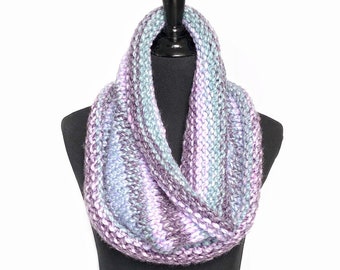 Purple, Pink, and Blue Crochet Scarf, Soft Crochet Cowl, Chunky Shoulder Wrap, Purple Pink Neck Warmer, Infinity Scarf, Winter Snood