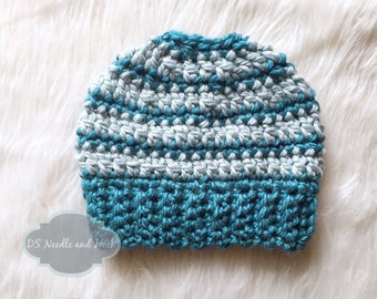 Chunky Crochet Ponytail Hat Pattern, Easy Messy Bun Hat, Easy Ponytail Beanie Pattern, Crochet Beanie, Crochet Hat Pattern, Instant Download