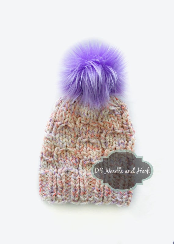 Chunky Knit Purple and Pink Beanie Chunky Knit Merino Beanie 01 lilac – Panapufa main image 4