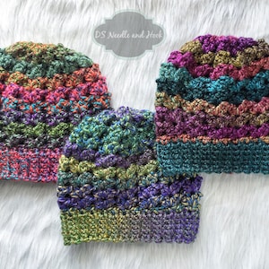 Chunky Crochet Hat Pattern, Lacy Crochet Beanie Pattern, Crochet Beanie with Pompom, Double V Crochet Hat Pattern, Instant Download