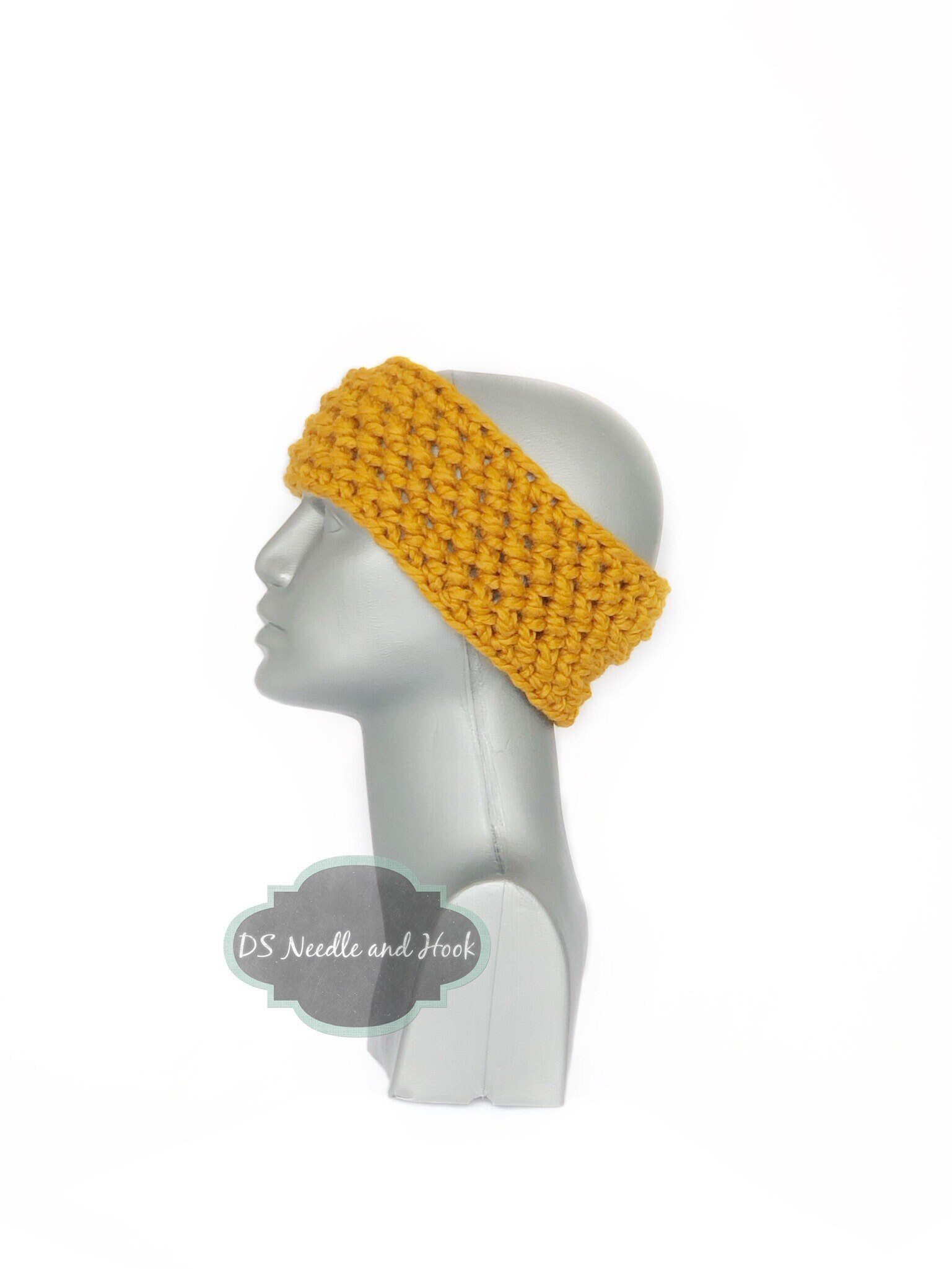 Yellow Crochet Headband, Chunky Mustard Ear Warmer, Yellow Crochet Head Wrap, Knit Winter Headband, Goldenrod Head Warmer