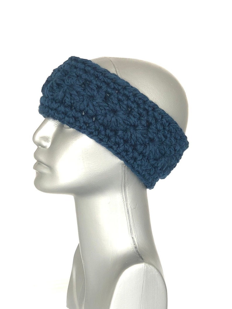 Dark Blue Ear Warmer Knit Headband Crochet Head Warmer, Blue Winter Headband Navy Blue Crochet Headband