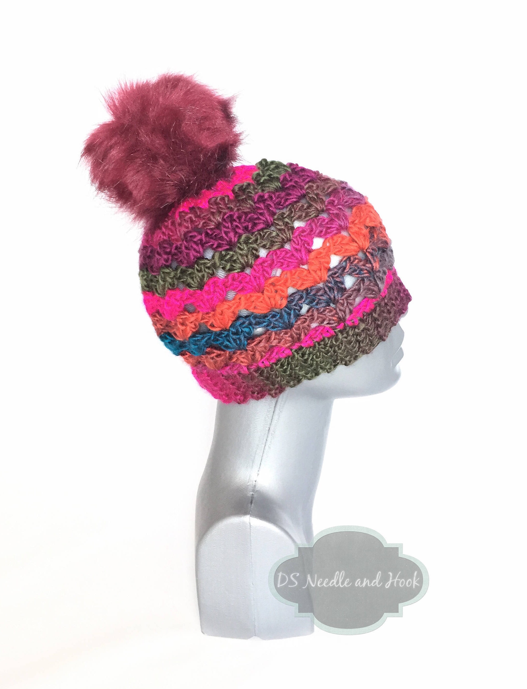 Chunky Crochet Hat Pattern, Lacy Crochet Beanie Pattern