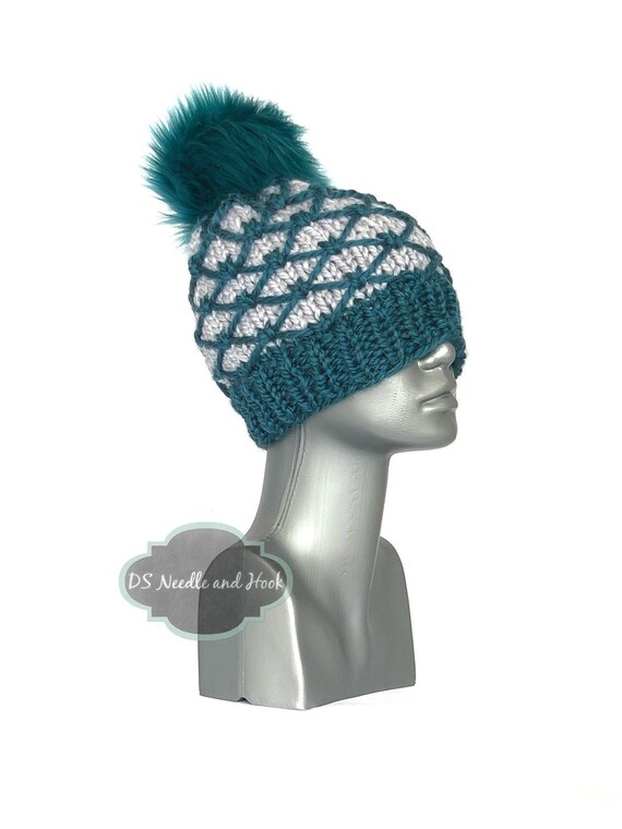 Chunky Knit Green and Gray Beanie Boston B Green Skyline Chunky Knit Winter Hat – Chowdaheadz main image 3