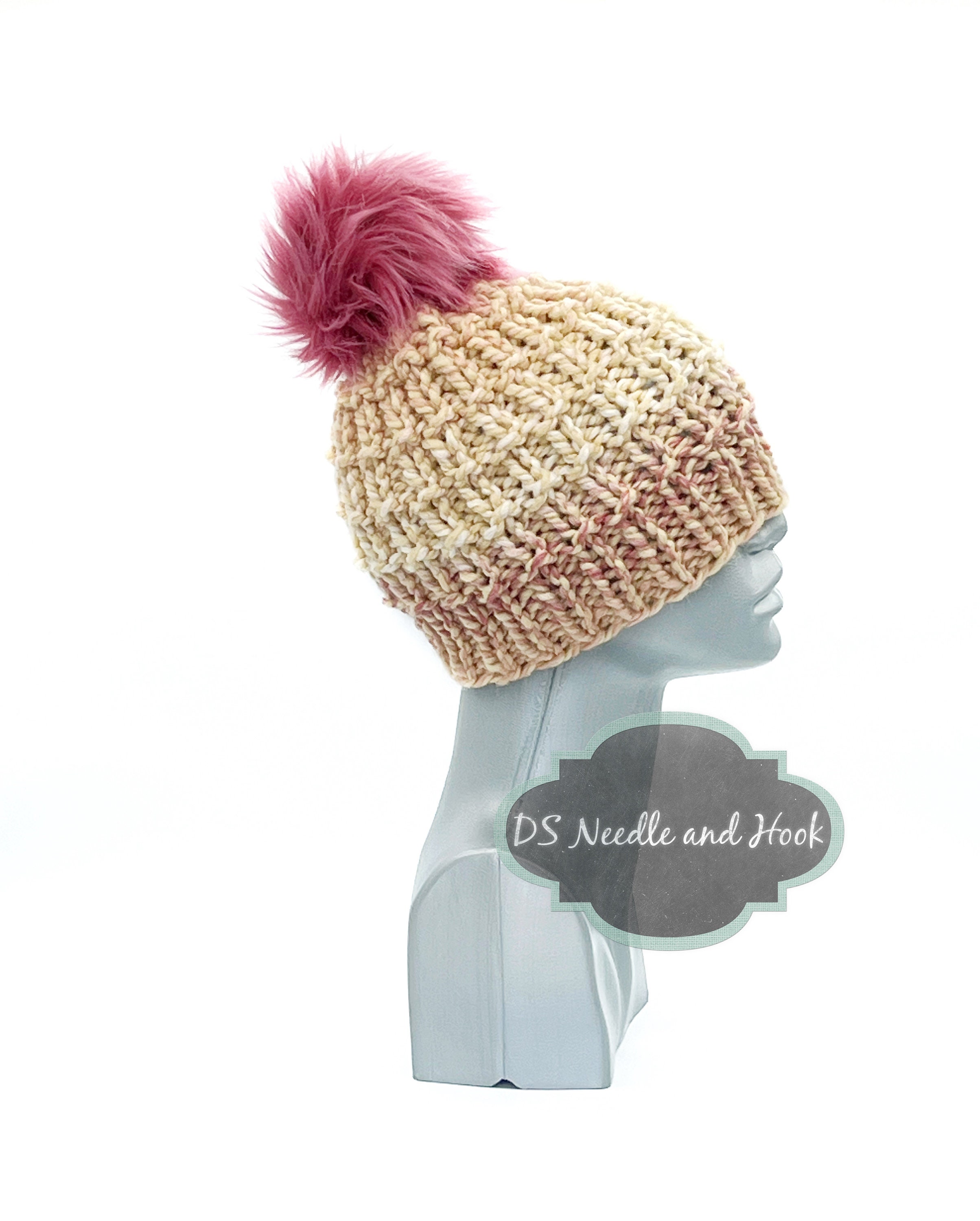 Chunky Knit Beanie - Candy Pink & Cream Neon Pink Chunky Knit Beanie Merino – Panapufa main image 2