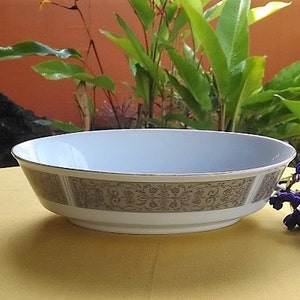 Noritake Justine Pattern #6806, Vintage Made in Japan. Tan and Gold Floral Design China Bowl