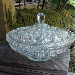Cane and Button Federal Glass Covered Candy Dish &quot;AKA&quot; Windsor. Circa 1970&#39;s