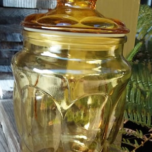 Gold/Amber Glass Canister. One Quart Circa 1970&#39;s