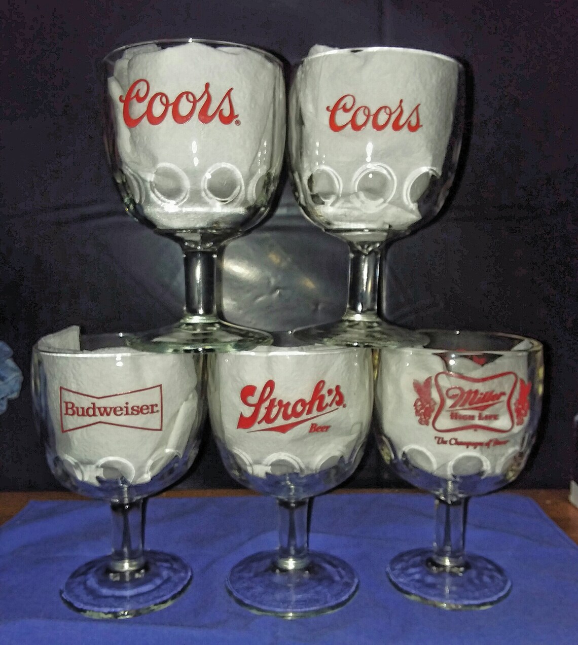Vintage Thumbprint Beer Goblets Set of Five American Beer Etsy
