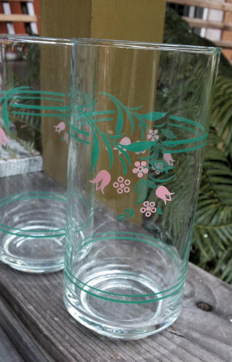 Vintage Corelle Rosemarie 16 Ounce Glass Tumblers Image 0