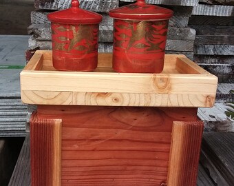 Meoto Yunomi (Husband and Wife) tea cups with hand made cedar & redwood presentation box.