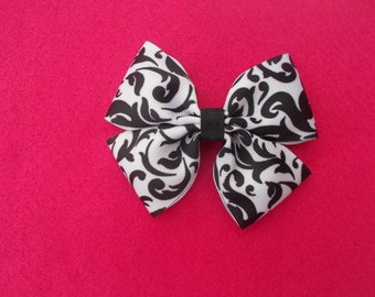 Black and White Scroll Hairbow