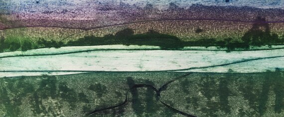 Unique Collagraph  Framed Handmade Print - 'All Still At St Dogmaels, as the Evening Light Fades' 1/5