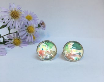 Unique Handmade Cufflinks with fragment of Original Watercolour Jo Booth