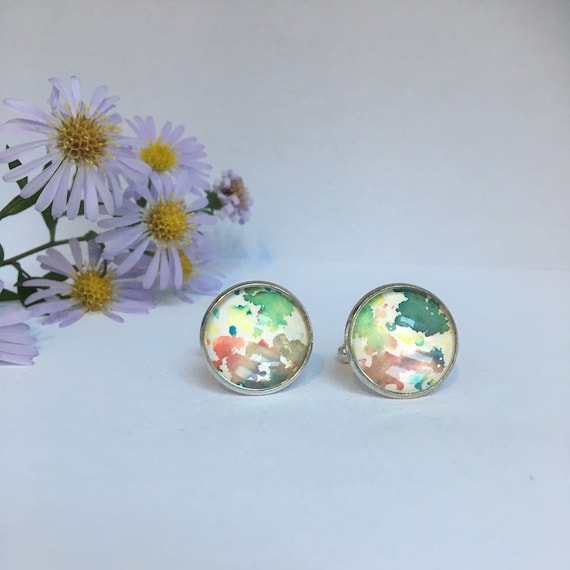 Unique Handmade Cufflinks with fragment of Original Watercolour Jo Booth