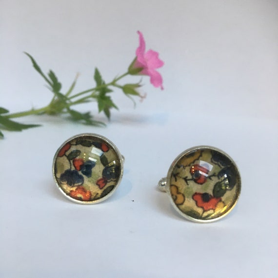 Unique Handmade Cufflinks with fragment of original Liberty fabric