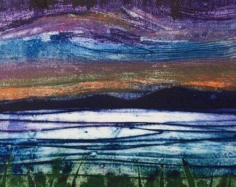 Unique Handmade Print - ‘A burning sky setting at Ardmaddy’ 1/5