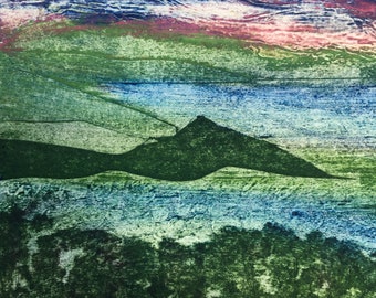 Unique Collagraph Handmade Print Bessy's Cove, Porth en alls, Penwith