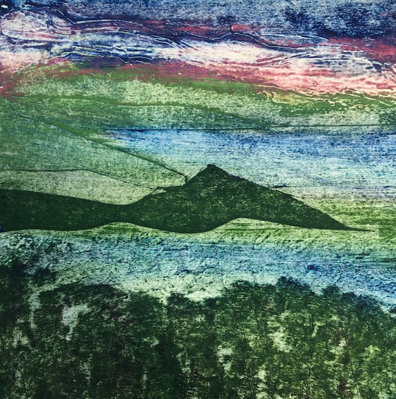 Unique Collagraph Handmade Print Bessy's Cove, Porth en alls, Penwith