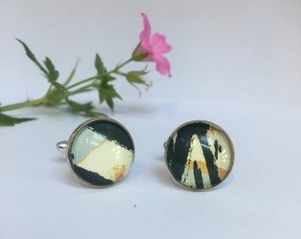 Unique Handmade Cufflinks with fragment of original screenprint by Jo Booth