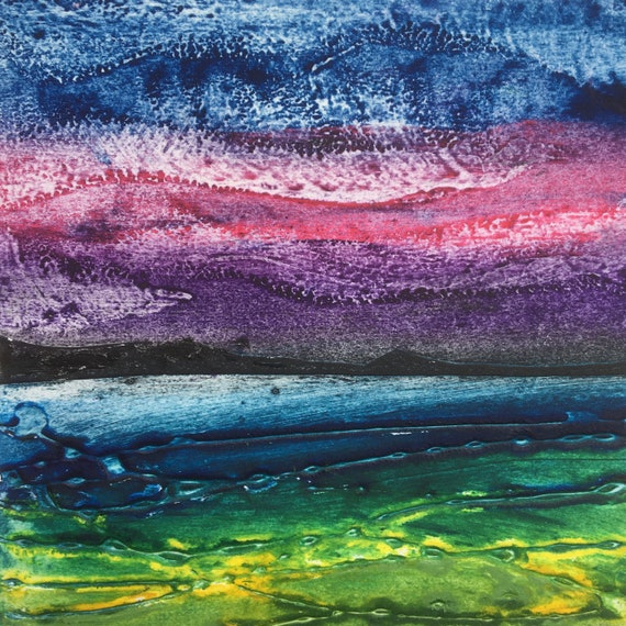Unique Collagraph Handmade Print - 'Towards The Kingdom Of Fife' 4/5