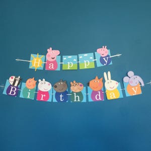 Peppa Pig Banner, Birthday Banner, Peppa Theme, Peppa Characters