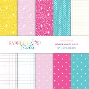 12 sheets/pack material paper popular Barbie pink simple handbook  background paper handmade photo album scrapbook pattern card paper