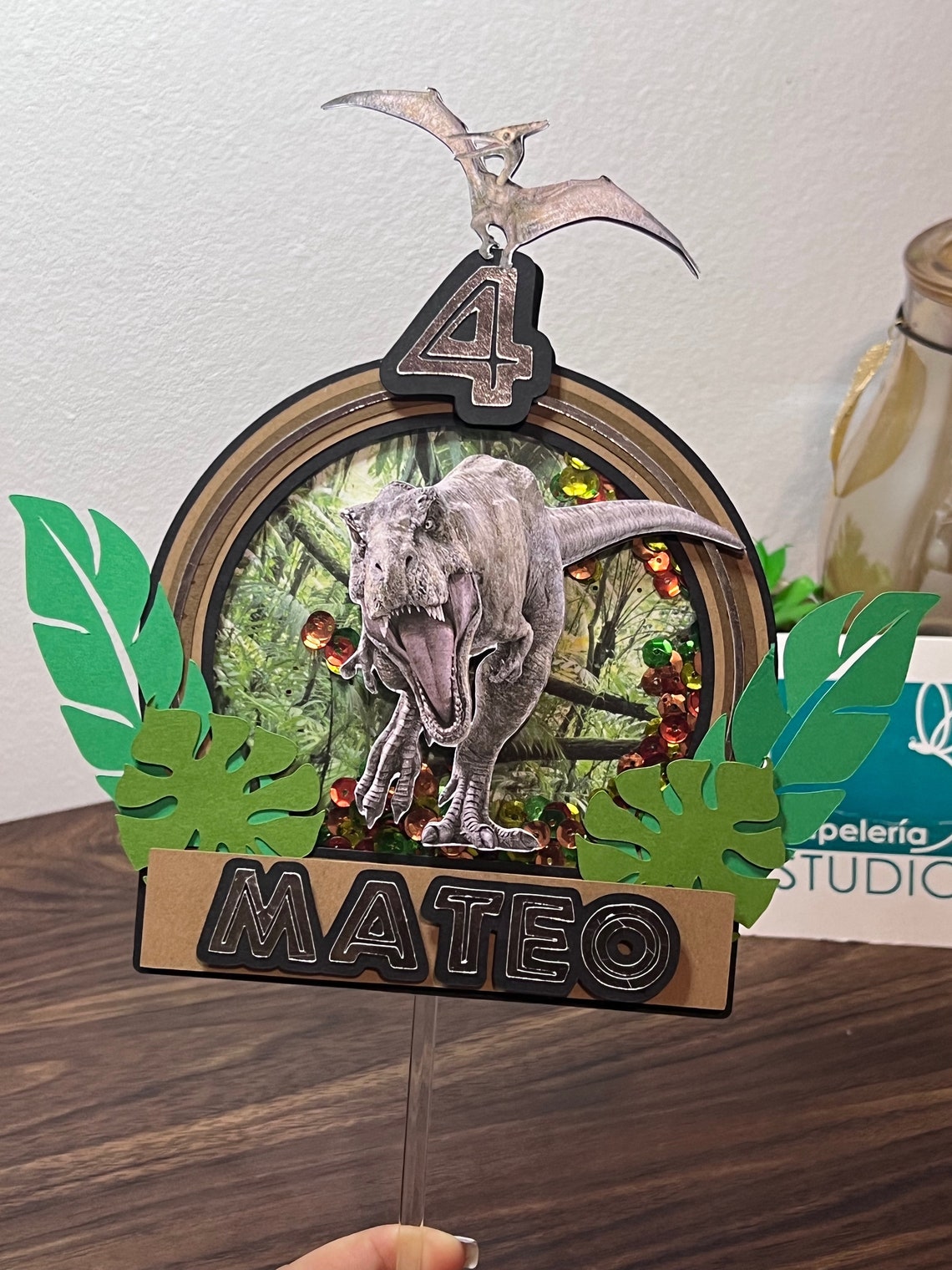 Jurassic World Cake Topper Shaker Jurassic Birthday Party Jurassic Cake