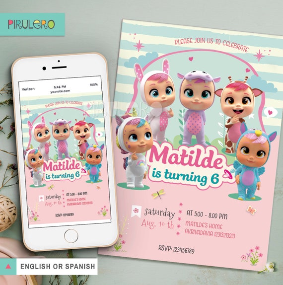 Cry Babies Birthday Invitation -Cry Babies Magic tears Crying Babies, Magic Tears, Digital Printable Kit - Birthday Invitation Digital Il_570xn