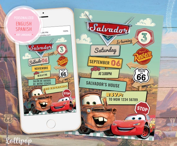 Cars Invitation, Cars Birthday Invitation, Cars Party, Cars Digital, Cars Card, Cars Printable, Cars Radiator Spring any age Il_570xn