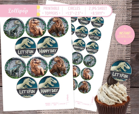 Jurassic World Printable Toppers, Jurassic World party deco, Jurassic World Birthday Party, Jurassic Park cupcakes, Instant download Il_570xn