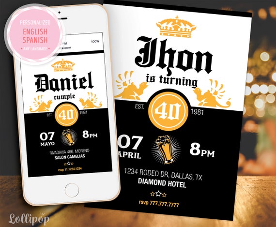 Corona Invitation, corona beer, Corona,corona beer label,beer,beer label,Corona black invitation Any Age Il_570xn