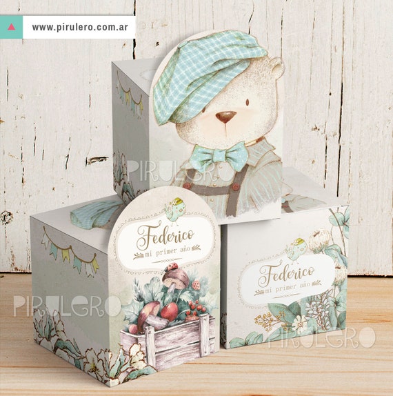 Bear Party Kit Printables. Complete Set Teddy bear Birthday Party. brown bear 1st Birthday. Vintage bear party, DIGITAL baby shower Il_570xn