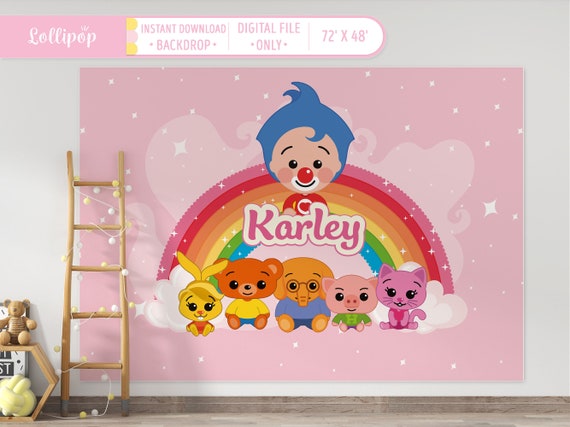 Plim Plim Backdrop - Plim Plim the clown Birthday Party Decorations, Plim Plim Birthday Backdrop, Plim Plim carnival Birthday Rainbow girl Il_570xn