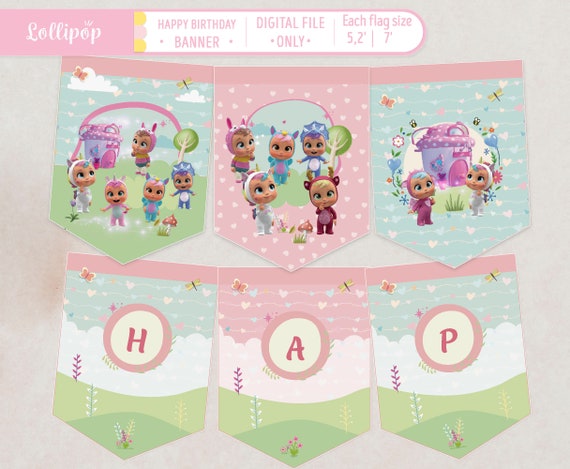Cry Babies Happy Birthday Banner, PRINTABLE, cry babies Party labels, Cry Babies Birthday Banner Party Decor, Bunting, INSTANT DOWNLOAD Il_570xn
