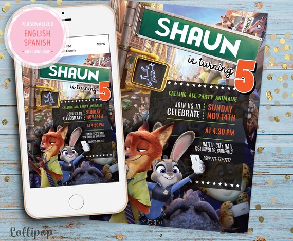 Zootopia Invitation, Zootopia Birthday Invitation, Zootopia Party, Zootopia Digital, Zootopia Card, Zootopia Printable, Zootopia any age Il_570xn