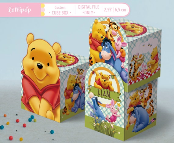 Winnie the Pooh Favor Box, Winnie the Pooh Treat Box, Winnie the Pooh Birthday Party, Winnie Pooh party supplies, Customized Printable box Il_570xn