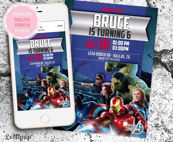 Avengers Birthday Invitation, Avengers birthday, Avengers digital invitation, super hero party, Avenger party, Digital or printed any age Il_570xn