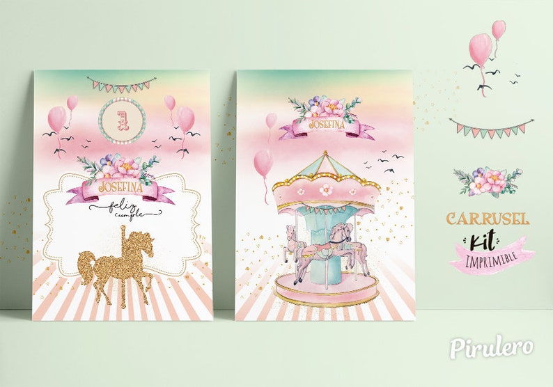 Printer Friendly Carousel Kit Printable Kit Carousel Birthday Etsy