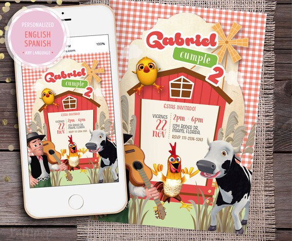 Granja Zenon boy Invitacion, Bartolito Vaca Lola Invitacion, Zenon Farmer Invitation, Bartolito Vaca Lola Invitation, Zenon Digital Invite Il_570xn