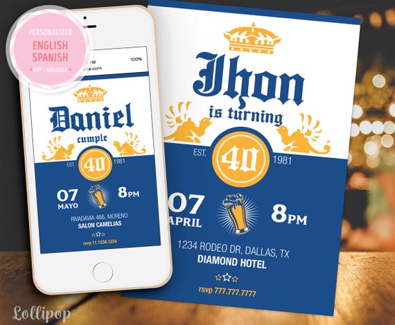 Corona Invitation, corona beer, Corona,corona beer label,beer,beer label,invitation Any Age Il_570xn