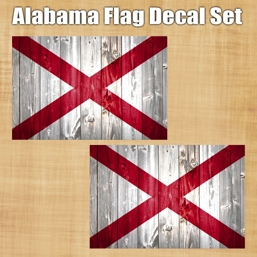 Alabama State Flag with Wood Effect look decal sticker set Etsy