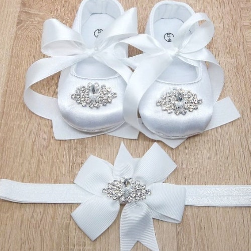 Beautiful Baptism Baby Girl Shoes Ivory or White Christening - Etsy